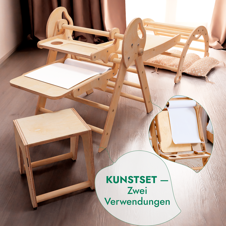 4in1 Montessori Climbing Set: Pikler Triangle, Arch, Slide Board, and Cushion for Toddlers (1–3 Years)