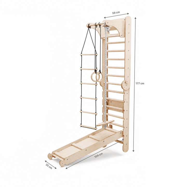 6in1 Wooden Swedish Wall / Climbing ladder for Children + Swing Set + Slide Board